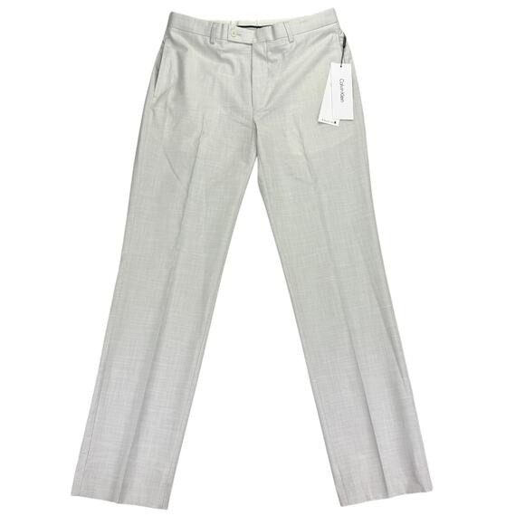 Calvin Klein Mens X Slim Fit Flat Front Dress Pants Off White 34x32 - Picture 1 of 4